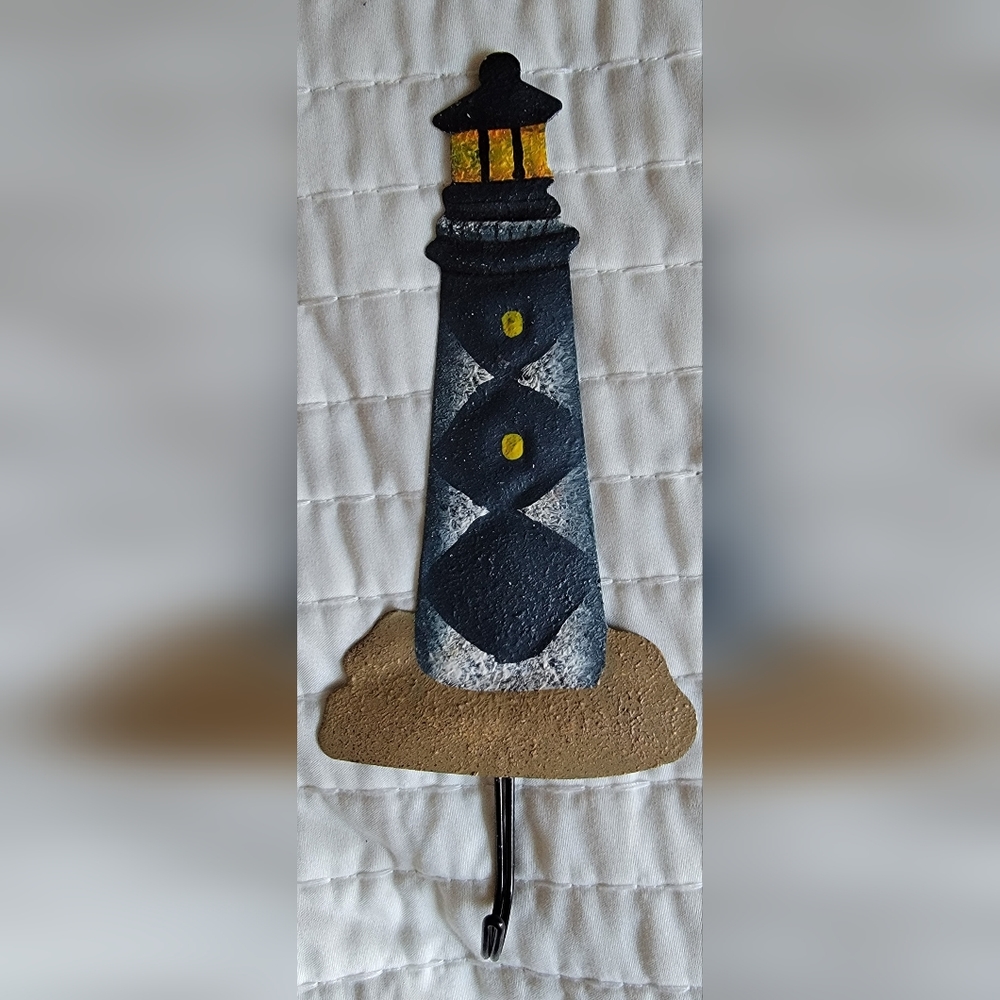 Painted Metal Lighthouse Wall Key Hanger 8.5"